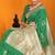 Green banarasi silk blend saree with gold zari border & floral buta weaving