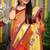 Red paithani silk blend saree with  purple border and peacock pallu