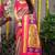 Purple paithani silk blend saree with  rani pink border and peacock pallu