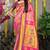 Rani pink paithani silk blend saree with  purple border and peacock pallu
