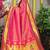 Rani pink paithani silk blend saree with  purple border and peacock pallu