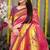 Rani pink paithani silk blend saree with  purple border and peacock pallu