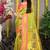 Parrot green paithani silk blend saree with  rani pink border and peacock pallu