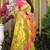 Parrot green paithani silk blend saree with  rani pink border and peacock pallu