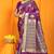 Purple banarasi silk blend saree with rich zari border & buttas