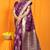 Purple banarasi silk blend saree with rich zari border & buttas