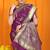 Purple banarasi silk blend saree with rich zari border & buttas