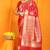 Red banarasi silk blend saree with rich zari border & buttas
