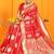 Red banarasi silk blend saree with rich zari border & buttas