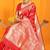 Red banarasi silk blend saree with rich zari border & buttas