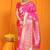 Rani pink banarasi silk blend saree with rich zari border & buttas