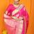 Rani pink banarasi silk blend saree with rich zari border & buttas