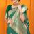 Green banarasi silk blend saree with rich zari border & buttas