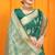 Green banarasi silk blend saree with rich zari border & buttas