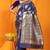 Navy blue banarasi silk blend saree with rich zari border & buttas