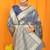 Grey banarasi silk blend saree with rich zari border & buttas