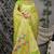 Lime green patola silk blend saree with multicolour floral zari weaving