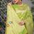Lime green patola silk blend saree with multicolour floral zari weaving