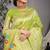 Lime green patola silk blend saree with multicolour floral zari weaving