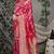 Rani pink patola silk blend saree with multicolour floral zari weaving