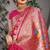 Rani pink patola silk blend saree with multicolour floral zari weaving
