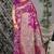 Purple patola silk blend saree with multicolour floral zari weaving