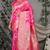 Rani pink patola silk blend saree with multicolour floral zari weaving
