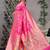 Rani pink patola silk blend saree with multicolour floral zari weaving