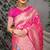 Rani pink patola silk blend saree with multicolour floral zari weaving