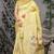 Lemon yellow patola silk blend saree with multicolour floral zari weaving