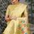Lemon yellow patola silk blend saree with multicolour floral zari weaving