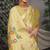 Lemon yellow patola silk blend saree with multicolour floral zari weaving
