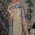 Greyish blue patola silk blend saree with multicolour floral zari weaving
