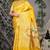 Mustard yellow patola silk blend saree with multicolour floral zari weaving