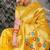 Mustard yellow patola silk blend saree with multicolour floral zari weaving