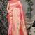Pink patola silk blend saree with multicolour floral zari weaving