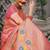Pink patola silk blend saree with multicolour floral zari weaving