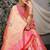 Pink patola silk blend saree with multicolour floral zari weaving