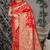 Red patola silk blend saree with multicolour floral zari weaving