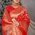 Red patola silk blend saree with multicolour floral zari weaving