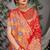 Red patola silk blend saree with multicolour floral zari weaving