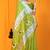 Parrot green paithani silk blend saree with silver zari border & peacock pallu