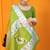 Parrot green paithani silk blend saree with silver zari border & peacock pallu