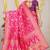 Rani pink banarasi silk blend saree with all-over floral zari jaal work