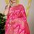 Rani pink banarasi silk blend saree with all-over floral zari jaal work