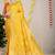 Mustard yellow banarasi silk blend saree with all-over floral zari jaal work
