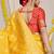 Mustard yellow banarasi silk blend saree with all-over floral zari jaal work