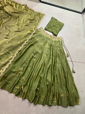 Fendi Fabric Chaniya Choli with Sequins and Thread Embroidery & Designer Belt 7