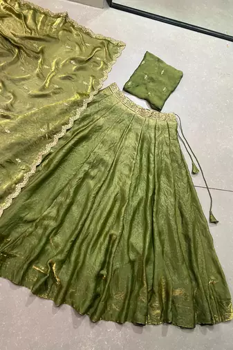 Fendi Fabric Chaniya Choli with Sequins and Thread Embroidery & Designer Belt
