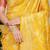 Mustard yellow banarasi silk blend saree with all-over floral zari jaal work